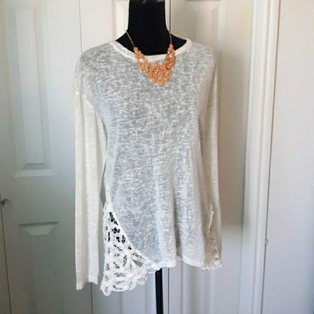 Gorgeous Sweater With Crocheted Side Detail
